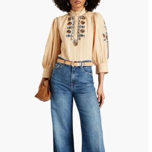 ANTIK BATIK Igor Embroidered Cotton-Gauze Blouse – Size FR 40 (US M)